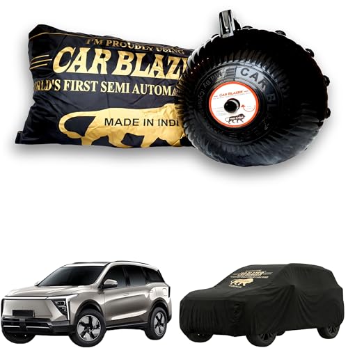 Image of CARBLAZER Portable & Semi-Automatic Full Body Car Covers - Heavy Duty Device | Dust Proof | UV Safe | Water Resistant | Anti-Theft & Scratch Proof Covers, Compatible for Mahindra XEV 9S - Black