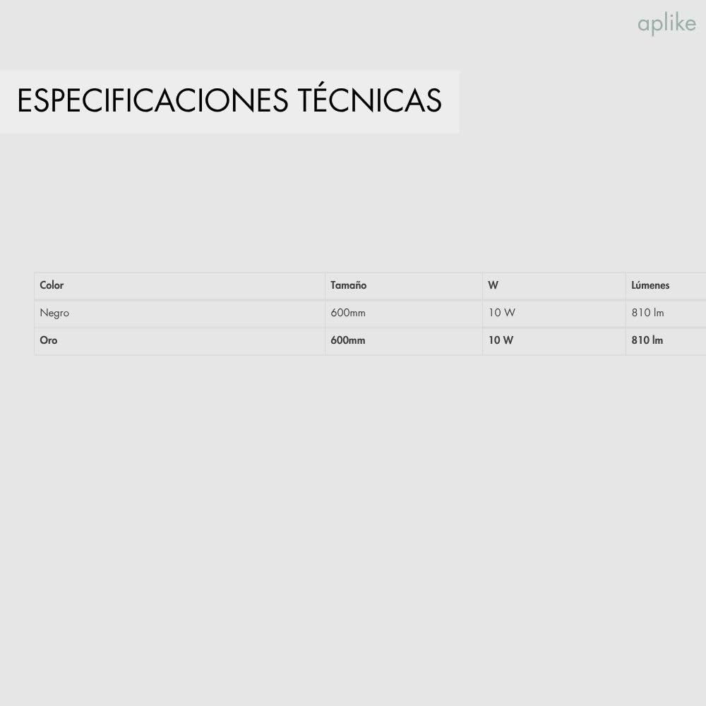 Aplike - Espejo de Baño Redondo Dorado 60 cm con Luz LED Blanca Fría (5700K), IP44 - Sidney