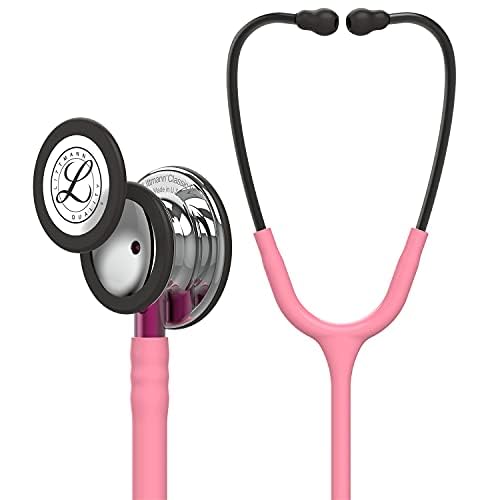 Image of 3M Littman 5962 Stethoscope ENGRAVING | Engrave your name or initials on the Littman stethoscope | Classic III Mirror Chestpiece, Pearl Pink Tube, Pink Stem and Smoke Headset, 27 inch, 5962