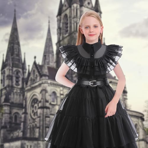 Vestido Negro para Niñas de 4-5 Años Addams Family miniatura 4