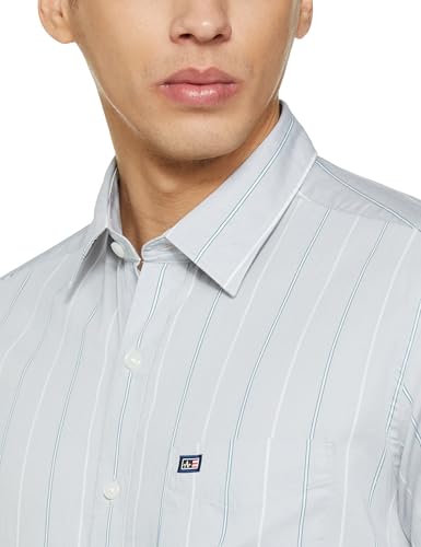 Image of Arrow Sport Men Slim fit Cotton Striped Long Sleeves Semi-Cutaway Collar Shirt