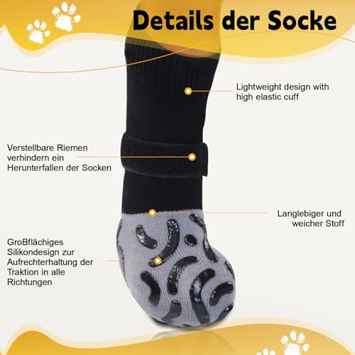 Antirutschsocken Hund Katzen der Hundebeschützer Dog Shoes Booties Hunde Hitzeschutz Hundestiefel Socken Antirutsch Hundesocken für Kleine Leckschutz Pfote Schuhe Urlaub Zubehör Hundebekleidung(XS)