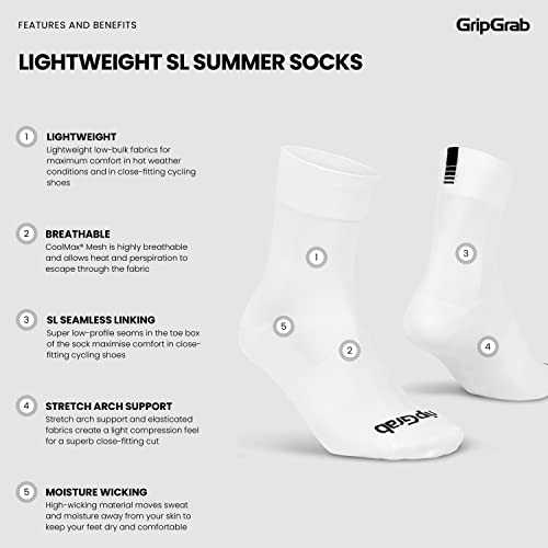 Image of GripGrab Lightweight SL Performance Summer Cycling Socks Eyecatching 2 Lengths Road Mountain Gravel Bike Indoor Biking