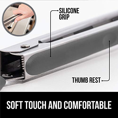 Gorilla Grip Original Grill Tong, 7 Inch Kitchen Locking Tongs, Sturdy and Comfortable Handle Grips, Rust Resistant Stainless Steel, Perfect for Cooking, Grilling and BBQ, Flip Food With Ease, Gray