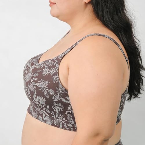 LIQQY Women's Floral Full Coverage No Wire Bra Wirefree Plus-Size Bra (44C, Floral) - image 2