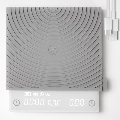 TIMEMORE Black Mirror Mini, balanza digital para café con temporizador, 2 kg/0,1 g, función de flujo, compacta y portátil, almohadilla protectora de silicona, balanza para espresso, Blanco