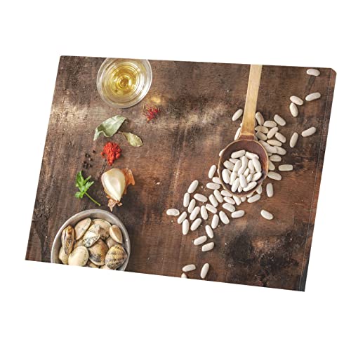 Tableau cuisine espagnole Fabes con Almejas - Toile imprimée 42x30cm