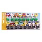 Verkehrszeichen auf der Straße, Spielzeug – 16 Teile Verkehrsschilder für Kinder | Sicherheitsspielzeug auf der Straße aus Holz, Stoppschilder und Schilder für den Ap