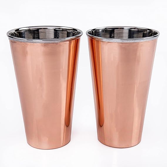 Generic Stainless Steel Lassi Glass Set of 2 600ml Indiana Pitcher Big Unbreakable Drinkware and Serveware for Lassi