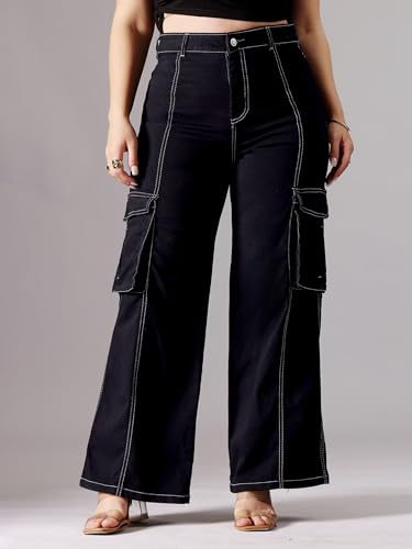 Image of Miss Chase A+ Women's High Rise Regular-Length Stretchable Denim Wide-Leg Shaping Jeans