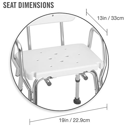 Dmi Shower Chair Bath Seat For Tub Or Shower Bench For Inside Shower, Fsa And Hsa Eligible, Aluminum With Plastic Seat, No Tools Needed, Adjustable Height, Holds Weight Up To 350 Pounds, White #TOP4