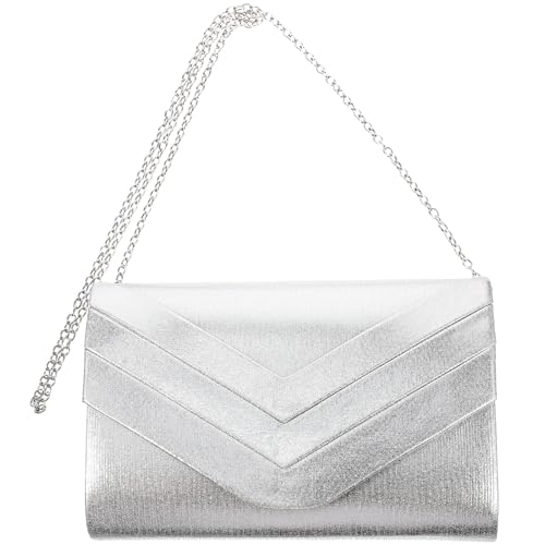 Pochette de soirée argentée spacieuse pour ranger vos lunettes et accessoires sans encombrement