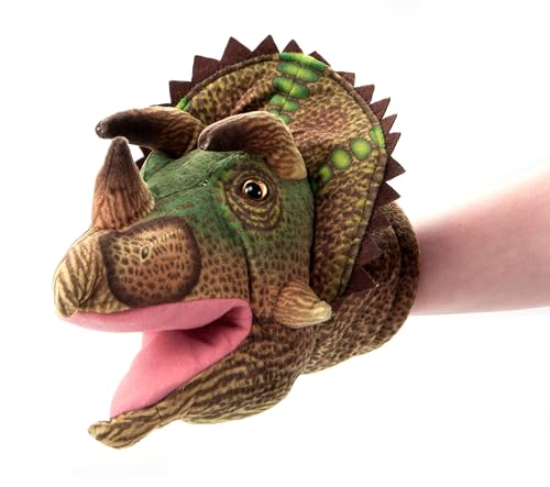 The Petting Zoo Dinosaur Triceratops Hand Puppet Stuffed Animal, 12 in