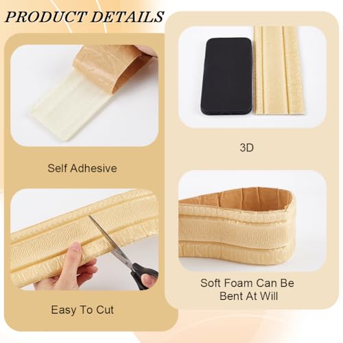 Image of GORGECFAFT 2 Rolls 91x3 Inch Navajo White 3D Wall Edging Foam Flexible Wallpaper Border Crown Molding Peel and Stick Mirror Edging Frame Lines Wall Base Ceiling Baseboard for Home DIY Furniture
