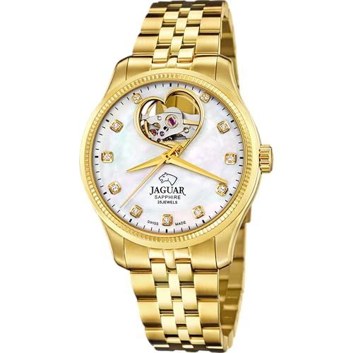 JAGUAR Swiss Made Reloj Autom&aacute;tico Mujer de Acero Inoxidable 316l Dorado - Relojes Mujer - Cristal de Zafiro de Alta Resistencia - Resistente al Agua 5 ATM J996/1