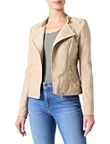 Länge Größe : Kurz ONLY Damen ONLAVA Faux Leather Biker OTW NOOS Lederjacke, White Pepper, 32