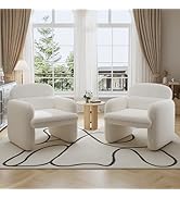 Furniliving 30.5" Accent Chair Set of 2, Modern Chenille Fabric Armchair for Living Room, Comfy U...