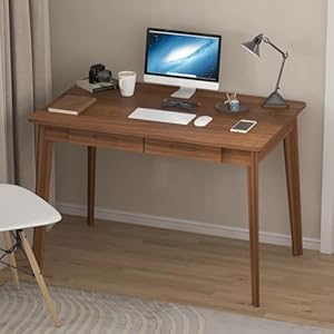 Streema art Computer Desk Simple Modren Table 39.4in for Small Area Wood Study Office Desk Corner Computer Desk Workstation for Home Office Living Room (Natural)