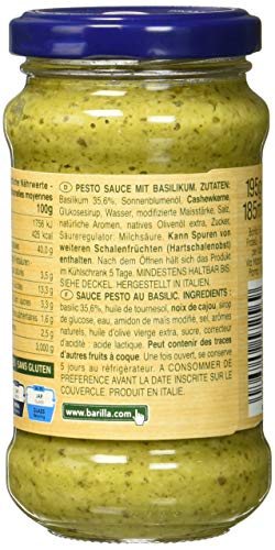 Barilla Pesto Basilico vert végétalien – Pesto Lot de 8 (8 x 195 g)