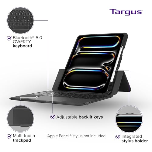 Targus VersaVu Bluetooth Keyboard Case for iPad Pro 13-inch (M4) – 360 Degree Rotation, Backlit Keys, Multi-Touch Trackpad, Drop Protection, Stylus Holder - THZ989US by Targus - Used condition - Image 3