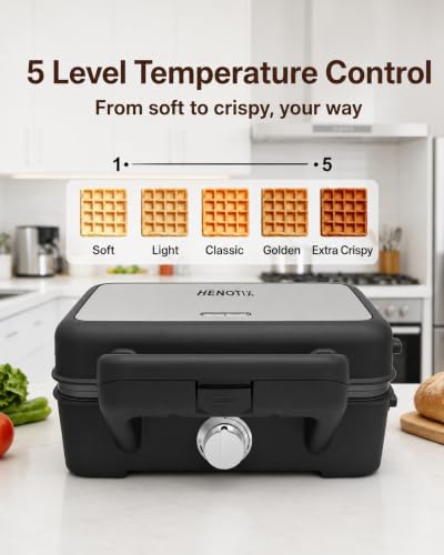 Henotix Waffle Maker 3 in 1 with Removable Plates, Sand...
