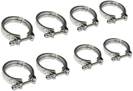 3.25 Inches ID V-Band Clamp, Stainless Steel, 10 mm Lock Bolt, Universal Use for 3.25" Outer Diameter Tube (Pack of 8)