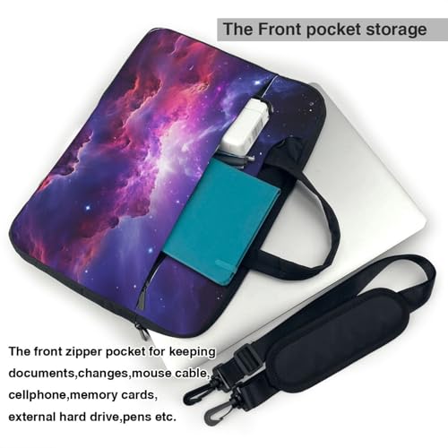 Bolso para portátil de galaxia morada con correa ajustable y asa superior cómoda 5