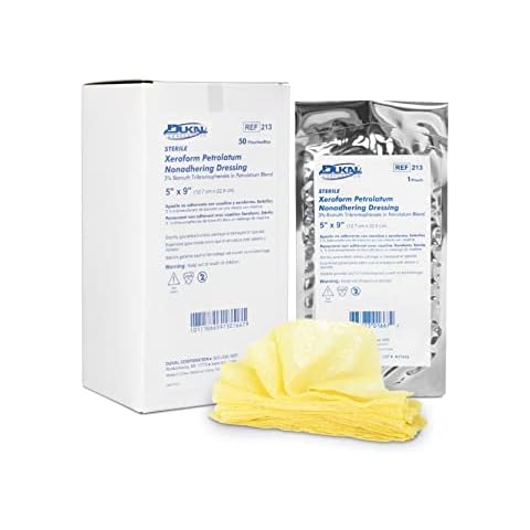 Dukal Xeroform Petrolatum Gauze, Sterile, 5" W x 9" L (Box of 50) Cover