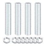 QUARKZMAN 4 Stück 2.8" Lampenrohrnippel Set Mit Kontermuttern M14x1.5 Feingewindete Hohlrohre Lampenreparatur Hardware Befestigungselemente Für Kronleuchter Deckenleuchten Montage DIY