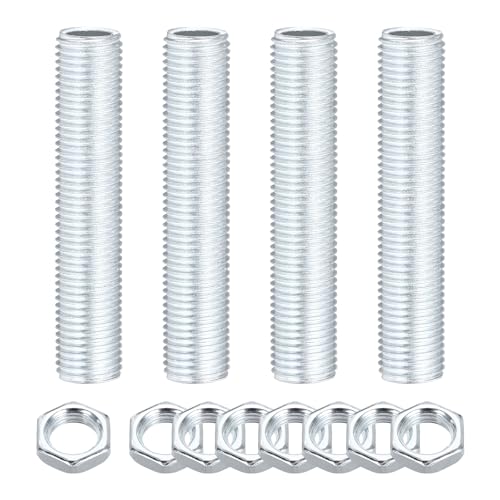 uxcell 4Pcs 2.8" Lamp Pipe Nipples Kit with Lock Nuts, M14x1.5 Fine