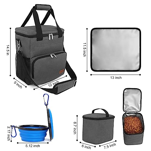 Dog Travel Bag Kit For Pet Supplies, Weekend Dog Food Bags For Hiking Camping Organizer Pet Travel Accessories, 2 Collapsible Dog Bowls, 2 Dog Food Containers #TOP6
