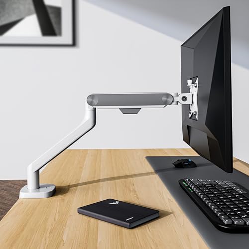 Image of ErgoYou Premium Gas Spring Adjustable Monitor Arm Stand VESA Mount - Weight Capacity 2-9 kgs - Supports 13-32 inch Screens - Height Adjustable Clamp & Grommet Mount - 360 Degree Rotation - G4 Series White
