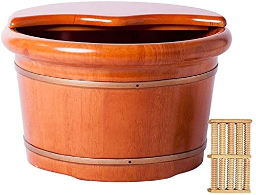 Foot Spa Drewniana beczka Beczka do mycia stóp, dębowa wanna do stóp, wanienka do stóp o wysokości 26 cm, beczka do kąpieli stóp, wiadro do relaksującego masażu stóp, łagodzenie bólu i zmęczenia