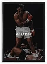 ملصق مؤطر لملاكم "كن الأعظم" – طباعة فنية لأيقونة بطل الملاكمة (اسود, 20*30 سم)