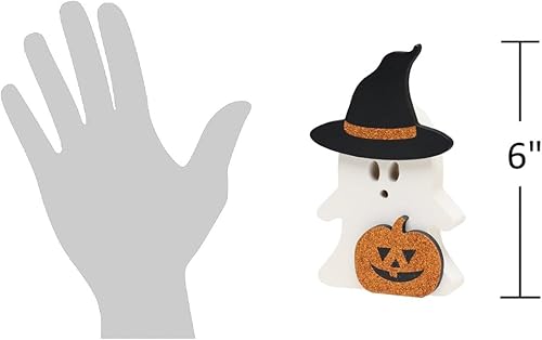 Miniatura 2 de Pequeño fantasma de bruja con recorte Jack-O-Lantern  Letreros de otoño de madera para mesa  Decoración rústica de otoño para Halloween