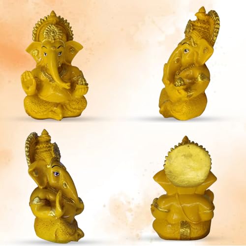 Image of Shri Ganesha Idol for Car Dashboard | Lord Statue for Home, Office & Pooja Room Decor | Spiritual Gift for Housewarming, Festive & Religious Occasions(Yellow)