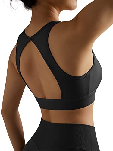 Doulafass Sports Bras For Women Open Back Padded Backless Workout Yoga Bra Tops (Large, Yd015-Black) #TOP7
