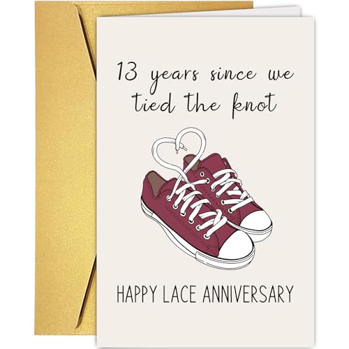 Funny Pun 13th Anniversary Card, Humorous Thirteen Year Wedding Anniversary Card, Happy Lace Anniversary Card, 13 Years Since We Tied The Knot