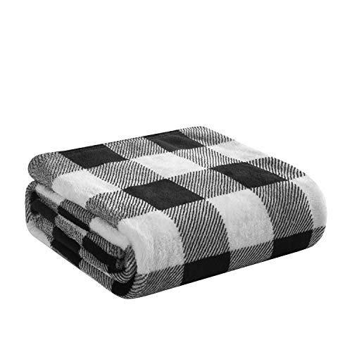 Dearfoams 4 Piece Buffalo Plaid Comforter Set Includes A Comforter,Throw And 2 Eyemasks, Black And White, King, 90"X102" #TOP3