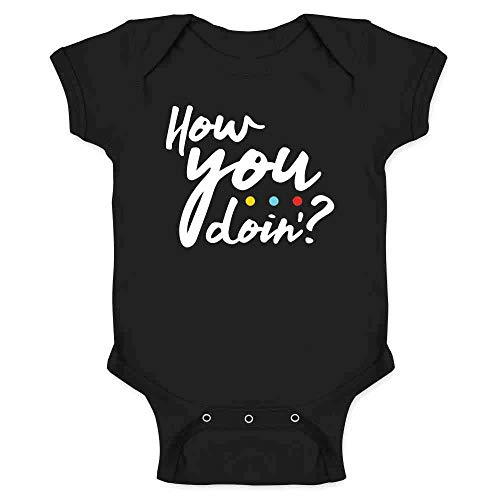 Pop Threads How You Doin? 90s Quote Funny Retro Infant Baby Boy Girl Bodysuit Black 12M