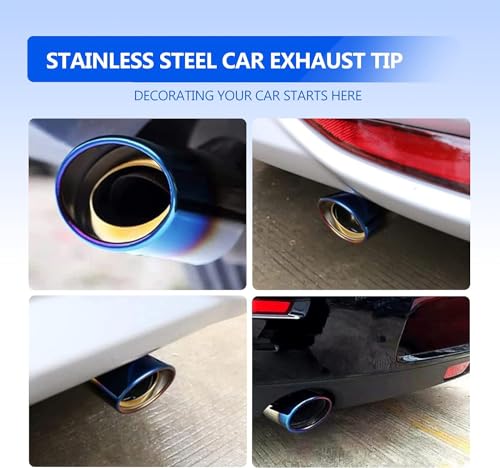 Image of Automaze Car Exhaust Tail Muffler Tip Show Pipe 60mm, Curved Oval, Stainless Steel (Multicolor)