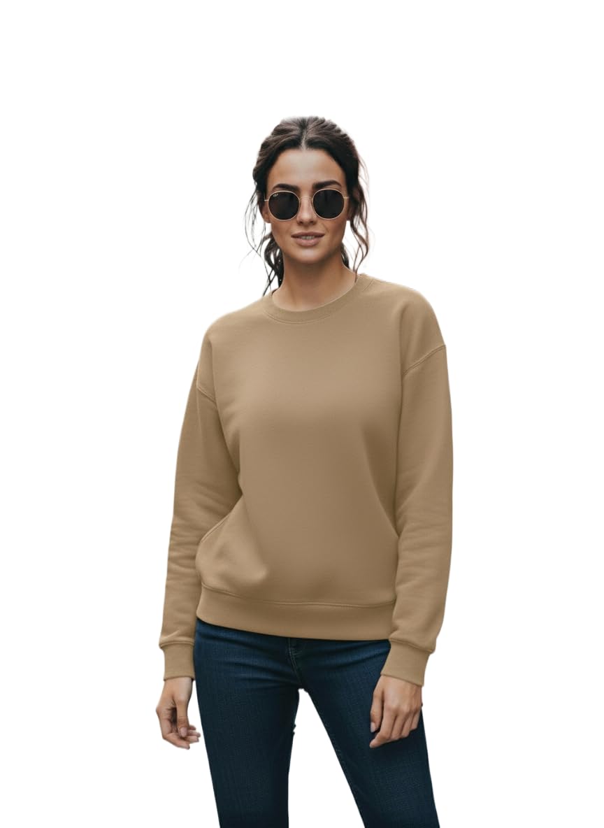 Janasya Women Regular Fit Fleece ||Black||Round Neck Solid||Sweatshirt-JM.3911 in black