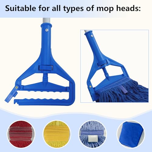 Image of Commercial Mop Clamps-Quick Change Head Mop Handle -Heavy Duty Mop Head Replacement Holder Change Mop Handle -Commercial Gripper Mop Wet Mop Handle 2PC(KL-MSZJ-LAN)