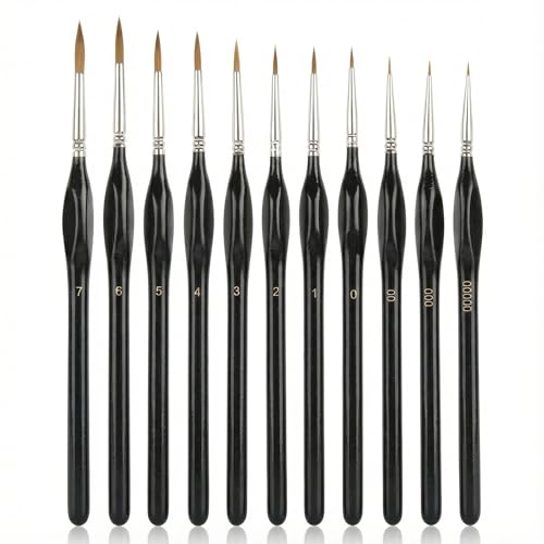 JYN-ANREN 11pcs Detail Paint Brushes Set - Triangular Grip Fine