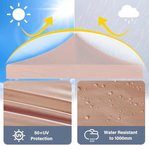 Image of 10x10 Canopy Replacement Top, Heavy Duty Pop Up Tent Cover(Top Only)(Beige)