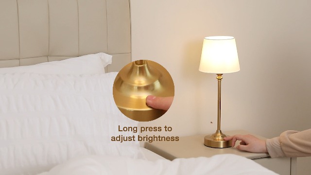 Image of Cordless Table Lamp Rechargeable Gold - 1 Pack Brass 4000mAH Battery Operated Lamp for Decor, 3000K Stepless Dimming Touch Control Wireless Lamp for Bedroom, Dining Table, Counter, Living Room