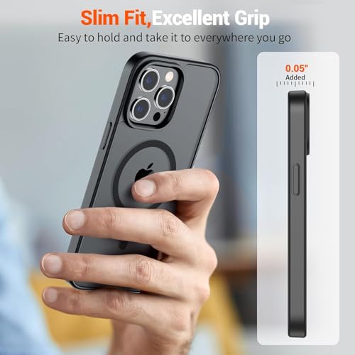 Image of iPhone 13 Pro Max Magsafe Hard Back Case | Matte Design & 360 Protection | Military-Grade Apple iPhone 13 Pro Max Cover | Strong Magnet Back - Black