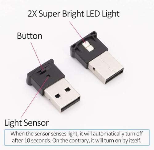 Image of Mini USB LED RGB Light Brightness Adjustable 8 Color Changeable for Car, Laptop, Keyboard. Atmosphere Smart Night Lamp for Home Decoration ( DC : 5V ) (Quantity: 4)