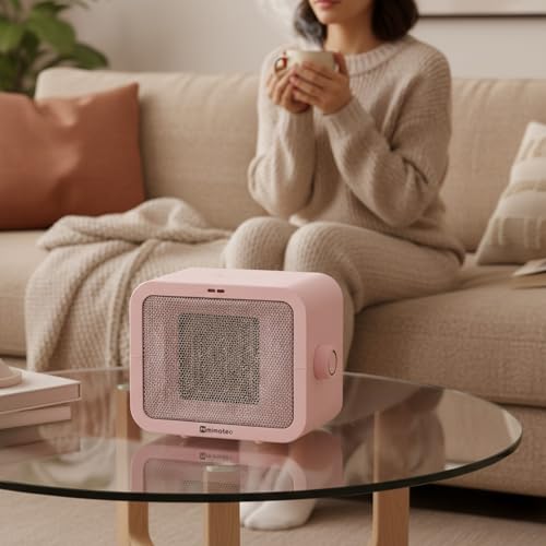 M Mimotec – Chauffage Céramique Électrique Scatola Rose 1500 W, Puissance Réglable 750–1500 W, Silencieux, Protection Contre la Surchauffe, Usage Intérieur