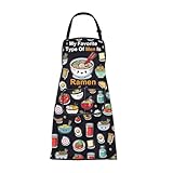 FUSTMW Ramen Gifts for Ramen Noodle Lovers Cooking Chef BBQ Apron with Pockets Anime Food Kitchen Apron Housewarming Gift (Ramen Apron)